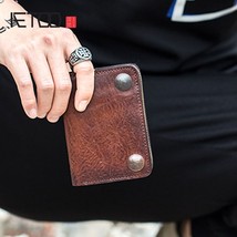 Anned top layer leather men s short wallet retro leather vertical section wallet zipper thumb200