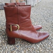 Anne Klein Brown Leather Upper Ankle Boots - Size 6M - Small Cosmetic Damage - £13.54 GBP