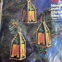 Vintage Columbia-Minerva Needlepoint Christmas Kit 1978 Lantern Ornaments - $25.62
