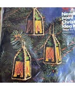 Vintage Columbia-Minerva Needlepoint Christmas Kit 1978 Lantern Ornaments - $35.36 CAD