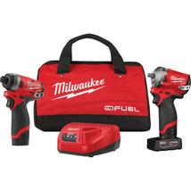 Milwaukee 2599-22 M12 FUEL 2PC 3/8IN &amp; 1/4IN Hex Stubby Auto Kit Brand New! - £400.95 GBP
