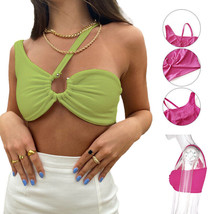 Women&#39;s Low-cut O Ring Crop Top Spicy Girl Vest New Spaghetti Strap E-Girl Tops - £8.02 GBP
