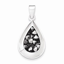 Black Crystal Pendant Real Solid .925 Sterling Silver - £28.76 GBP