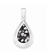 BLACK CRYSTAL PENDANT REAL SOLID .925 STERLING SILVER - $36.24