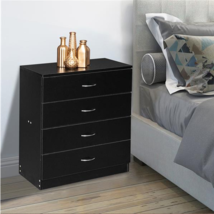 MDF Wood Simple 4-Drawer Dresser Black - £119.89 GBP