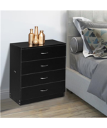 MDF Wood Simple 4-Drawer Dresser Black - £117.94 GBP