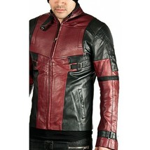 Ryan Reynolds Deadpool Front Zip Closure Red and Black Leather Motorcycle Jacket - £55.38 GBP+
