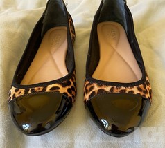 Shoes Flats ALFANI Taviich New Leopard/Black Patent Size 7B Preowned (B) - £22.52 GBP