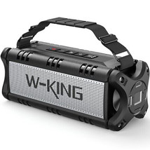 W-KING D8 Waterproof Portable Bluetooth Speaker 50W Punchy Bass - Black Silver - £60.42 GBP