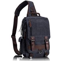 Canvas Crossbody Bags for Men Women Retro Leather Military Messenger bag - £35.34 GBP