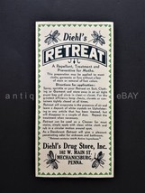 antique DIEHL&#39;S DRUG STORE ADVERTISING mechanicsburg pa RETREAT MOTH fur... - $42.08