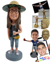 Personalized Bobblehead Relaxed gal having a beer on a hot summer day wearing sl - £72.96 GBP