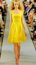 $4,200 Oscar De La Renta Gorgeous Runway Sunshine Yellow Silk Dress 10 - £719.24 GBP