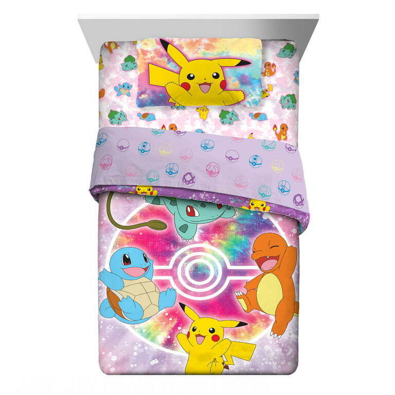 Pokémon Kids Twin Bed in a Bag, TieDye, Gaming Bedding, Comforter and