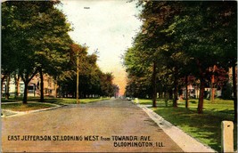 Vtg Postcard 1910s Bloomingotn Illinois IL - East Jefferson Street Looking West - £4.70 GBP