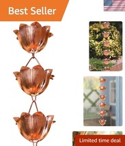 Handcrafted Pure Copper Rain Chain - 8.5 Ft Long for Beautiful Water Flow - $133.49