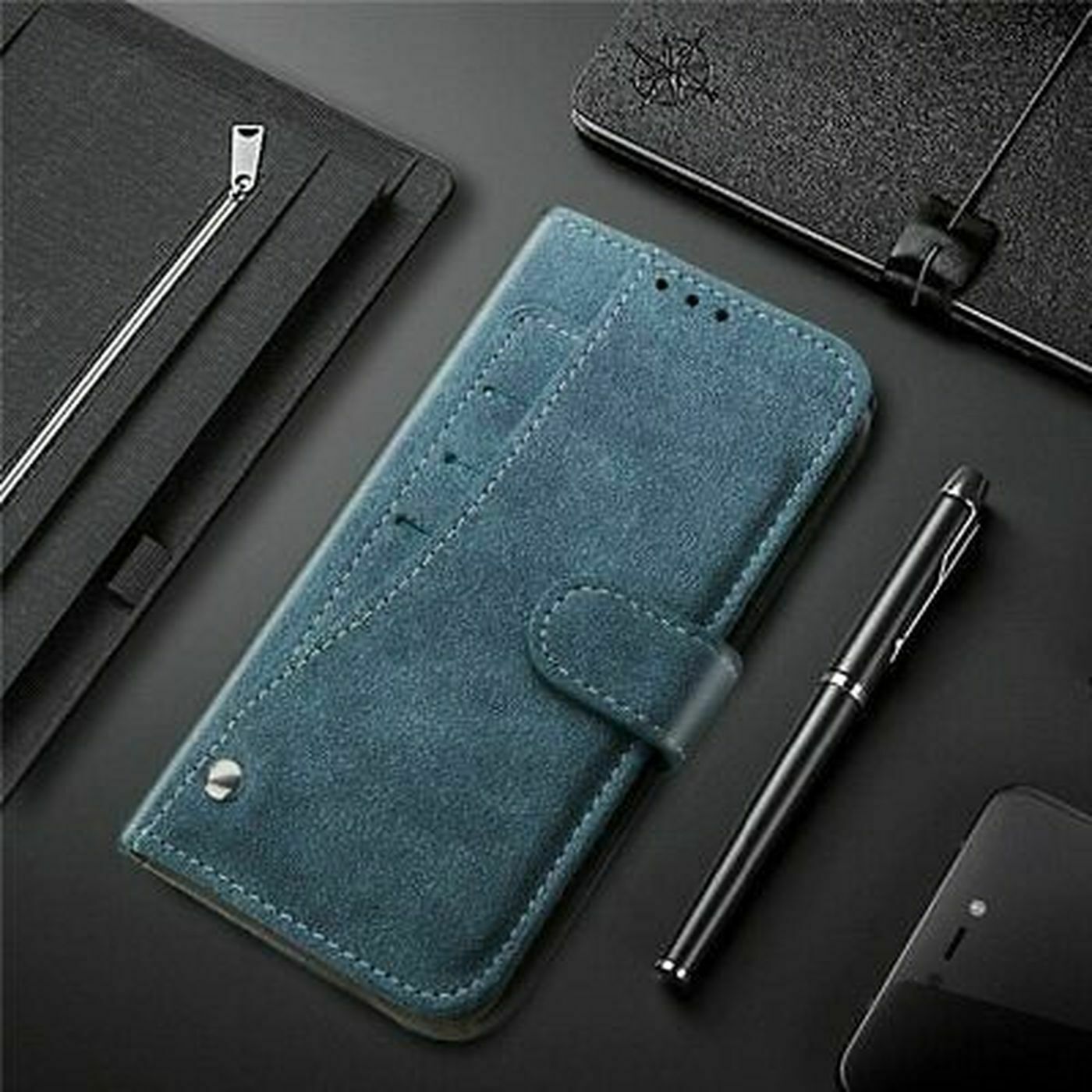 K41) Leather wallet FLIP MAGNETIC BACK cover Case for Apple iPhone models