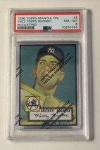 1996 Topps Finest Mickey Mantle 1952 Rookie Refractor Card #2 With Coating PSA 8 - $178.19