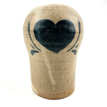 Small Hand Made Pottery Candle Holder w/ Heart by G.Miller &#39;86 - 5&quot; Tall 1&quot; Open - $9.64