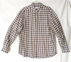 Saddlebred Men&#39;s Shirt Button Down Large Oxford Long Sleeve Plaid Stretch Cotton - £9.63 GBP