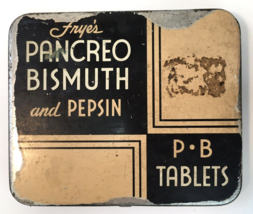 Geo. C. Frye Co. Tin Frye&#39;s Pancreo Bismuth and Pepsin PB Tablet Contain... - £19.30 GBP