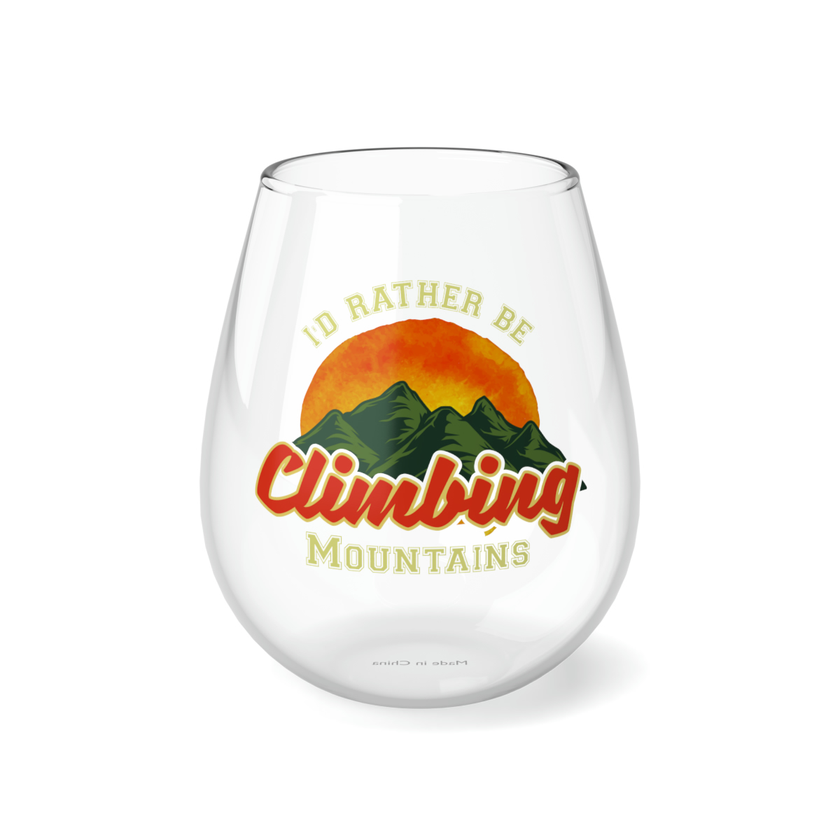 Personalized Stemless Wine Glass w/ Mountain Design, 11.75oz, Outdoor Adventure  - £18.64 GBP