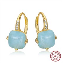 Cushion Cut Natural Aquamarine Solid 925 Sterling Silver Dainty Drop Earrings fo - £30.35 GBP