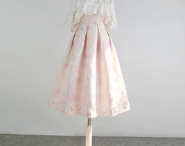 Light Pink Pleated Midi Skirt Outfit Women Custom Plus Size Flower Midi Skirts image 5