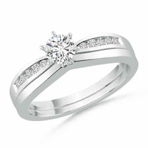 ANGARA Diamond Wedding Ring Set with Plain Band in 14K Gold (HSI2, 0.51 Ctw) - £1,031.28 GBP