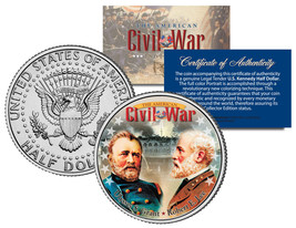 Civil War Generals Robert E. Lee &amp; Ulysses S. Grant Jfk Half Dollar Us Coin - £6.84 GBP