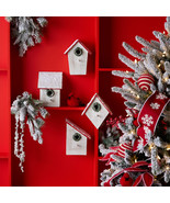Flocked Wood Birdhouse with Wreath Accent (Set of 4) - $148.75 CAD