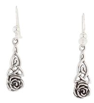 Jewelry Trends Celtic Trinity Knot Rose Sterling Silver Dangle Earrings - £56.74 GBP