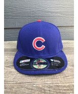 New Era 59Fifty MLB Authentic Chicago Cubs Logo Fitted Hat Cap  7 1/2 Blue - £25.30 GBP