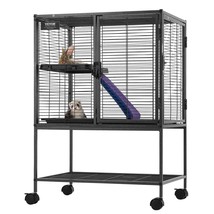 VEVOR 34&quot; Metal Small Animal Cage 2-Tier Rolling Ferret Cage with Tray A... - £110.24 GBP