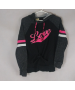 Bobbie Brooks Black &amp; Gray Pink Love Graphic Design Tie Front Hoodie Siz... - €11,67 EUR