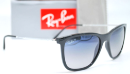 New RAY-BAN Rb 4344 601/78 BLACK-SILVER/BLUE Polarized Gradient Sunglasses 56-19 - £101.94 GBP