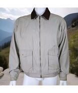 Vintage LL Bean Chore Jacket Mens L Leather Collar Beige Canvas Quilt Li... - €38,72 EUR