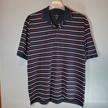 Bermuda Greens Mens Polo Golf Shirt L Blue w Red White Stripes Short Sleeve - $12.97