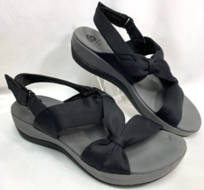 Clarks Women&#39;s Shoes Cloudsteppers Size 8 Arla Meg Black Fabric Sandals ... - $31.49