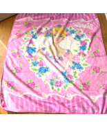 VTG Barbie Plush Pink Flowers 90s Blanket 48”x58”  Throw Minky Girls Bal... - £42.80 GBP