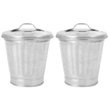 Outdoor 2Pcs Mini Trash Can, Small Galvanized Metal Garbage Can With Lid... - £23.91 GBP