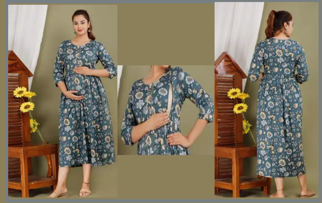Attractive Pregnant / Maternity Women Kurti Gown Suit Easy baby Feeding ... - $35.09