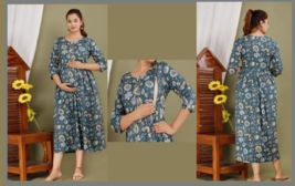 Attractive Pregnant / Maternity Women Kurti Gown Suit Easy baby Feeding Dress - £27.53 GBP