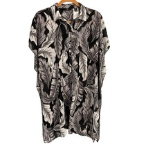 G By Giuliana Black &amp; White Leaf Print Button-Up Shirt Dress 100% Polyester Wome - £13.36 GBP