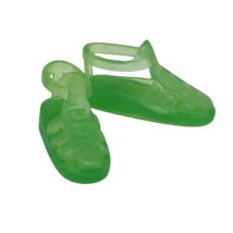 MATTEL BARBIE / SKIPPER GREEN FLAT STRAP SANDALS BEACH SHOES PLASTIC JELLY - $4.75