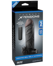 Fantasy X-tensions Vibrating Real Feel 2&quot; Extension W/ball Strap - Black - $35.25