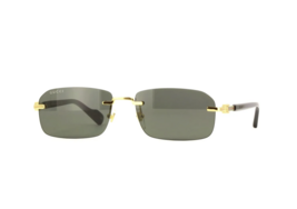 Gucci GG1221S 001 Sunglasses Rectangle Black/Gold With Gray Lens - €158,00 EUR