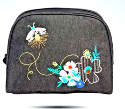 Vera Bradley Cosmetic Makeup Bag Embroidered Moonlight Garden Pattern Medium NWT - £13.17 GBP