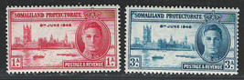 BRITISH SOMALILAND PROTECTORATE 1945-46 VF MNH STAMPS SCOTT# 108-109 PEA... - £0.86 GBP