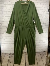 Daily Ritual Jumpsuit Womens Sz XL Army Green Long Sleeve NWT FLAW - $19.79